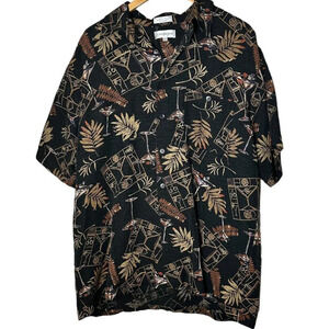 *VINTAGE* Chereskin Hawaiian Martini Cocktail Aloha Tropical Shirt XL 100% Silk